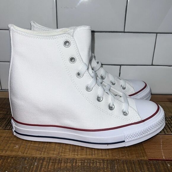 Converse Women All Star Platform Hidden Wedge Heel Sneakers Chuck Taylor White - Picture 2 of 5